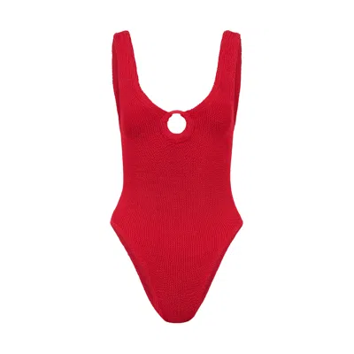 Hunza G 'celine Swim' One-piece Swimsuit In Red