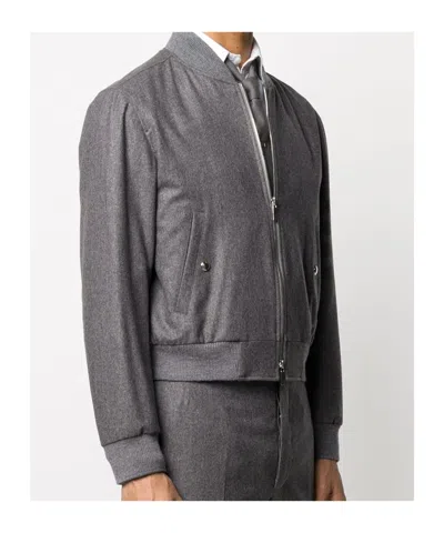 Thom Browne Tonal 4-bar Flannel Blouson Jacket
