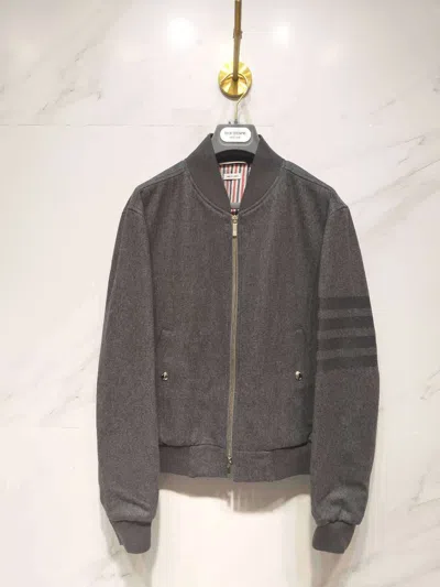 Thom Browne Tonal 4-bar Flannel Blouson Jacket