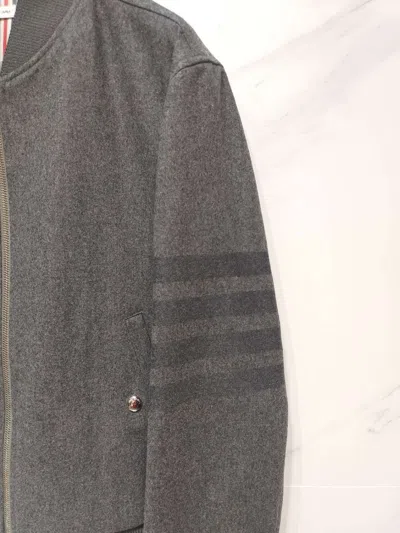 Thom Browne Tonal 4-bar Flannel Blouson Jacket