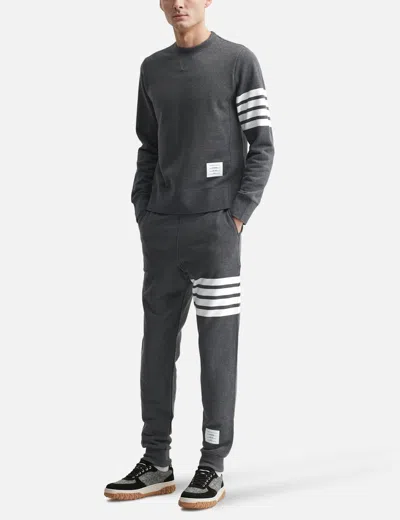 Thom Browne Straight Leg Trousers Drawstring Waist In Gray