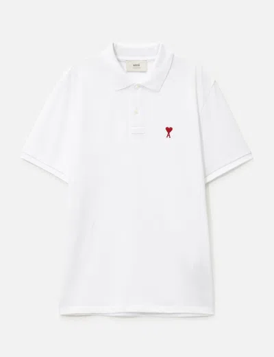 Ami Alexandre Mattiussi Organic Cotton Ami De Coeur Polo Shirt In White