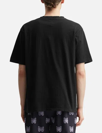 Needles Black Crewneck T-shirt With Logo Patch And Chest Pocket In Jersey In Black