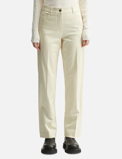 Moncler Cotton Gabardine Straight Leg Trousers In White