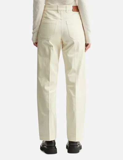Moncler Cotton Gabardine Straight Leg Trousers In White