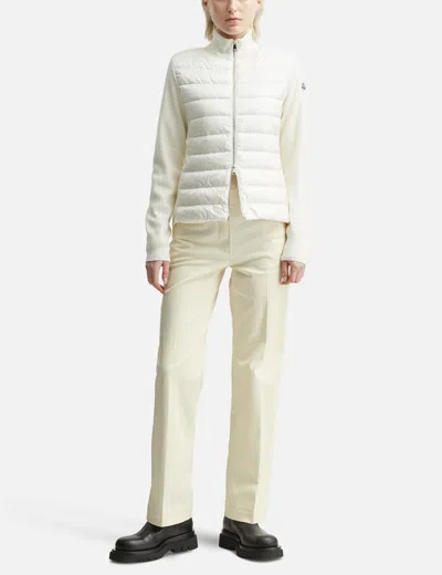 Moncler Cotton Gabardine Straight Leg Trousers In White