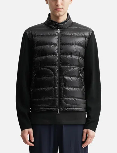 Moncler Grenoble Padded Wool Zip-up Cardigan Clothing In Black