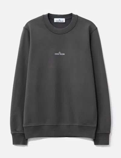 Stone Island Cotton Fleece Oversized Fit Sweatshirt With Industrial Four Print In Gray