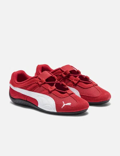 Puma 'speedcat' Red Sneakers With Logo Print On The Side And Logo Lettering On The Side In Leather Unisex In Red