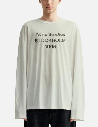 Acne Studios White Relaxed Fit Logo T-shirt In Dc6 Dusty White