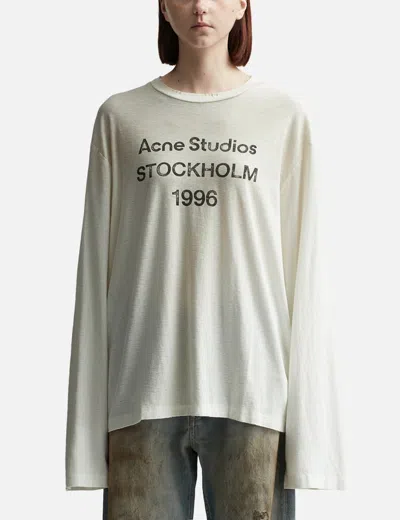 Acne Studios White Relaxed Fit Logo T-shirt In Dc6 Dusty White