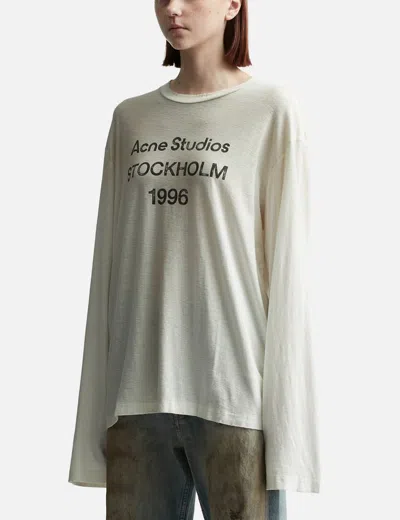 Acne Studios White Relaxed Fit Logo T-shirt In Dc6 Dusty White