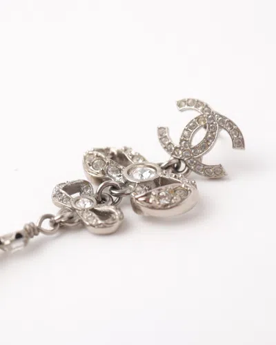 Pre-owned Chanel Cc Rhinestone And Faux Pearl Drop Earrings