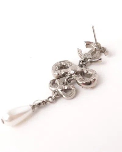 Pre-owned Chanel Cc Rhinestone And Faux Pearl Drop Earrings