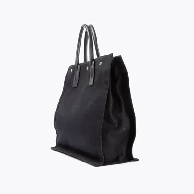 Saint Laurent Black Canvas Rive Gauche Shopping Bag In Pattern