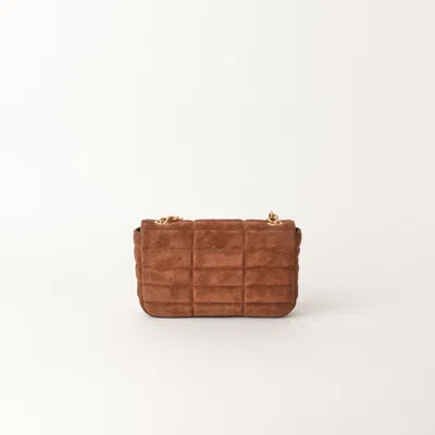 Celine Logo Monochrome Matelasse Shoulder Bag In Brown