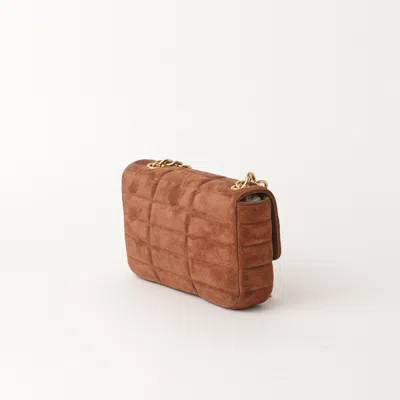 Celine Logo Monochrome Matelasse Shoulder Bag In Brown