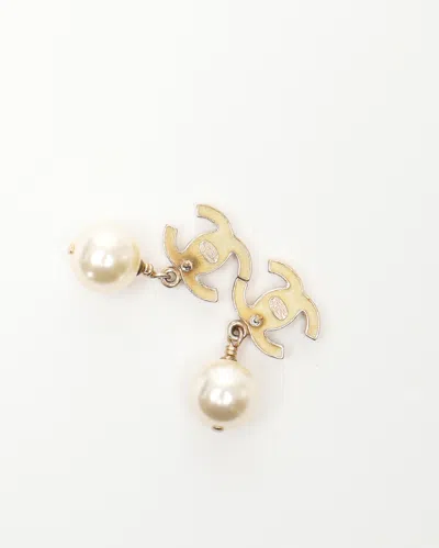 Pre-owned Chanel Cc Rhinestones And Pearls Dangling Earrings