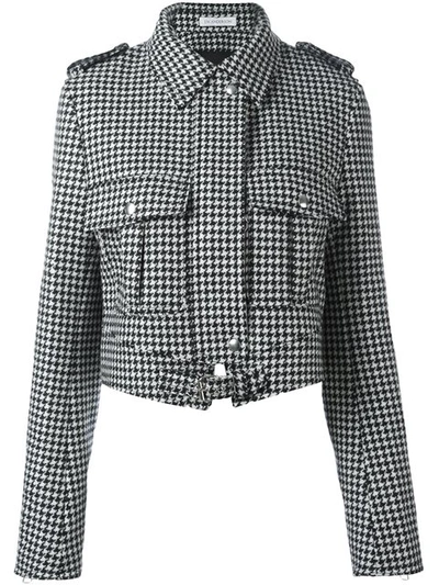 Jw Anderson Houndstooth Wool Blend Jacket In Black