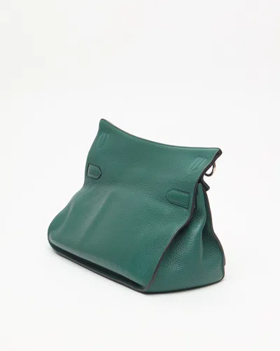 Pre-owned Hermes Hermès Taurillon Clemence Jypsiere 34 Bag In Green