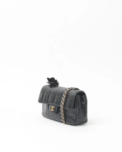 Pre-owned Chanel Camellia Chocolate Bar Bag In Black