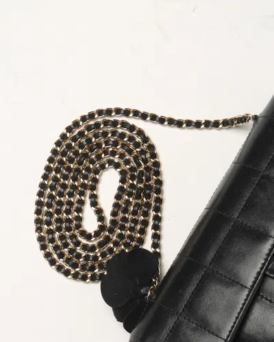 Pre-owned Chanel Camellia Chocolate Bar Bag In Black