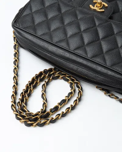 Pre-owned Chanel Cc Caviar Camera Bag In Black