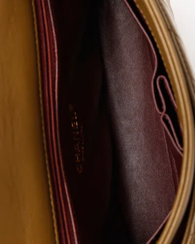 Pre-owned Chanel Small Chevron Double Flap Bag In Brown