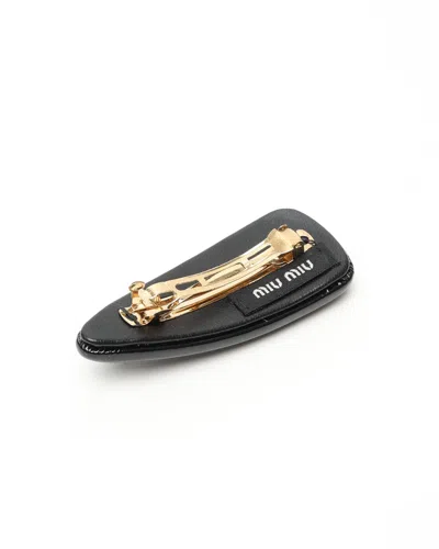 Miu Miu Patent Leather Hair Clip In Briarwood