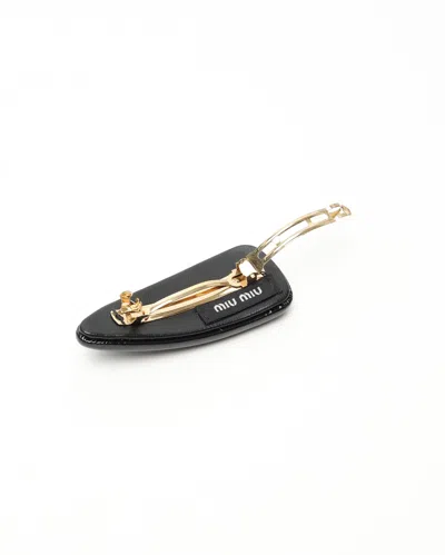 Miu Miu Patent Leather Hair Clip In Briarwood