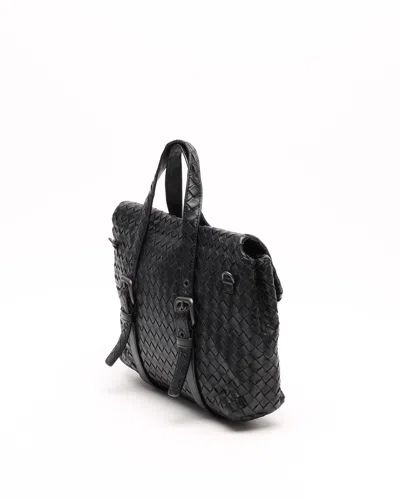 Bottega Veneta Intrecciato Handbag In Black