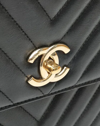 Pre-owned Chanel Medium Trendy Chevron Cc Bag In Black