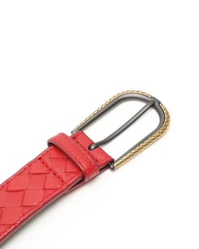 Bottega Veneta Intrecciato Belt In Red