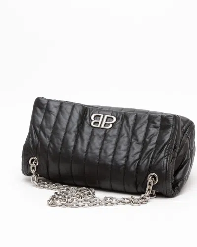 Balenciaga Medium Monaco Chain-strap Quilted Shoulder Bag In Black