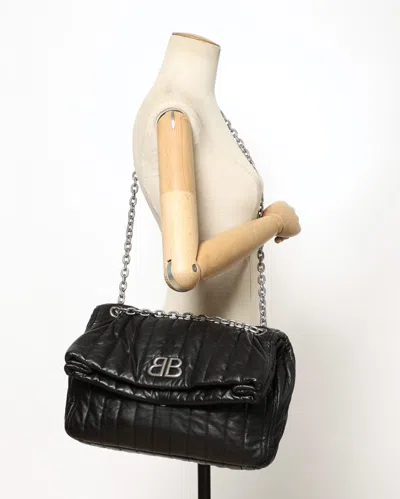Balenciaga Medium Monaco Chain-strap Quilted Shoulder Bag In Black