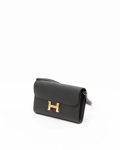 Pre-owned Hermes Hermès Epsom Constance To Go Long Wallet In Black