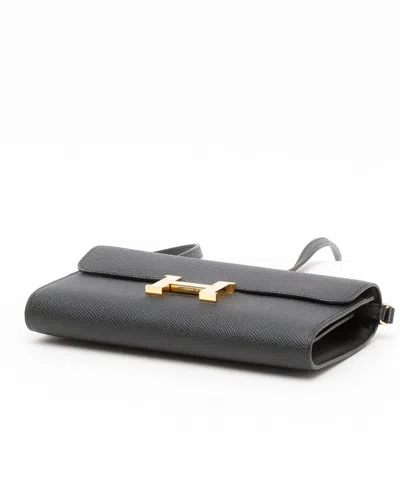 Pre-owned Hermes Hermès Epsom Constance To Go Long Wallet In Black