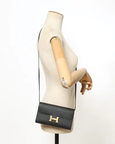 Pre-owned Hermes Hermès Epsom Constance To Go Long Wallet In Black