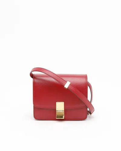 Celine Classic Teen Leather Polished Handbag In Red