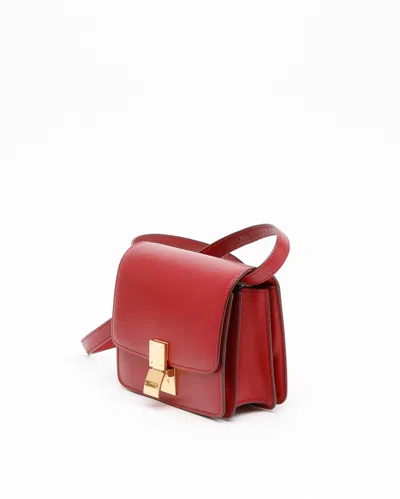 Celine Classic Teen Leather Polished Handbag In Red