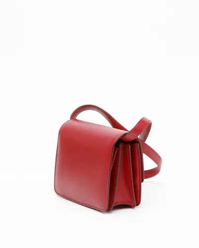 Celine Classic Teen Leather Polished Handbag In Red