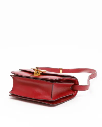 Celine Classic Teen Leather Polished Handbag In Red
