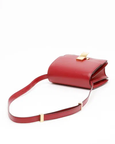 Celine Classic Teen Leather Polished Handbag In Red