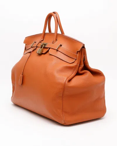 Pre-owned Hermes Hermès Clemence 55 Haut A Courroies (hac) Bag In Brown