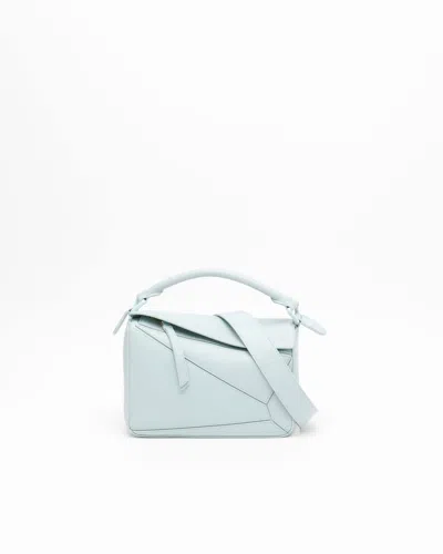 Loewe Puzzle Edge Mini Top-handle Bag In Calfskin Leather In Blue