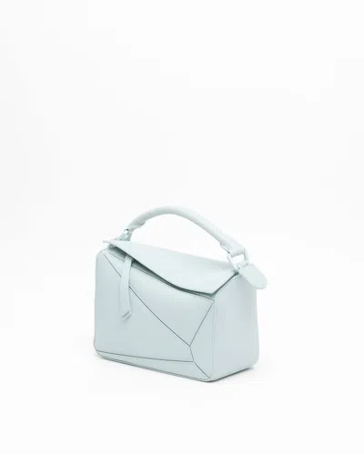 Loewe Puzzle Edge Mini Top-handle Bag In Calfskin Leather In Blue
