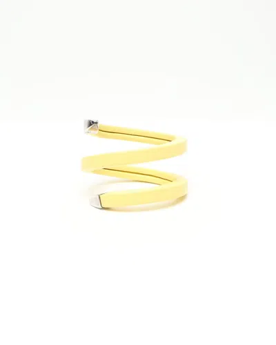Bottega Veneta Spiral Bracelet In Sterling Silver And Lambskin Leather In Gold