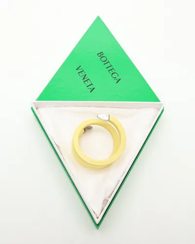 Bottega Veneta Spiral Bracelet In Sterling Silver And Lambskin Leather In Gold