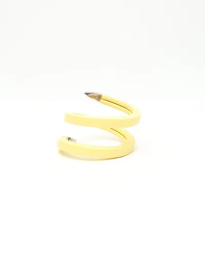 Bottega Veneta Spiral Bracelet In Sterling Silver And Lambskin Leather In Gold