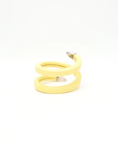 Bottega Veneta Spiral Bracelet In Sterling Silver And Lambskin Leather In Gold